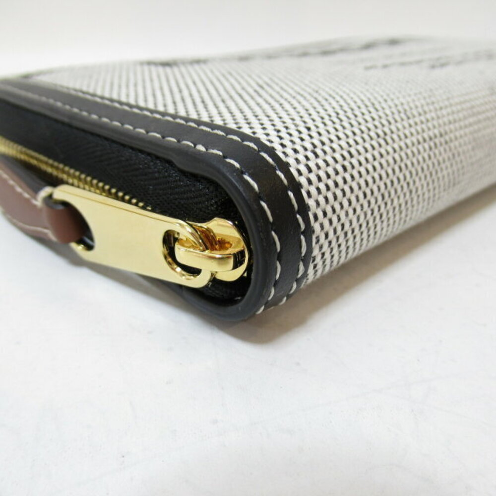 Burberry Round Zip Wallet Long Leather Canvas Gray Black - Picture 10 of 10